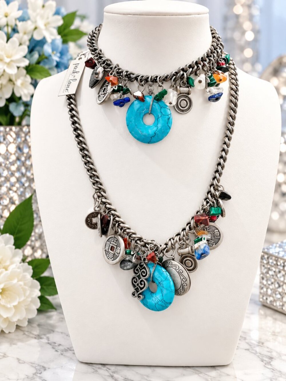 Park Lane Charming Genuine Turquoise and Gemstones Necklace Bracelet Set